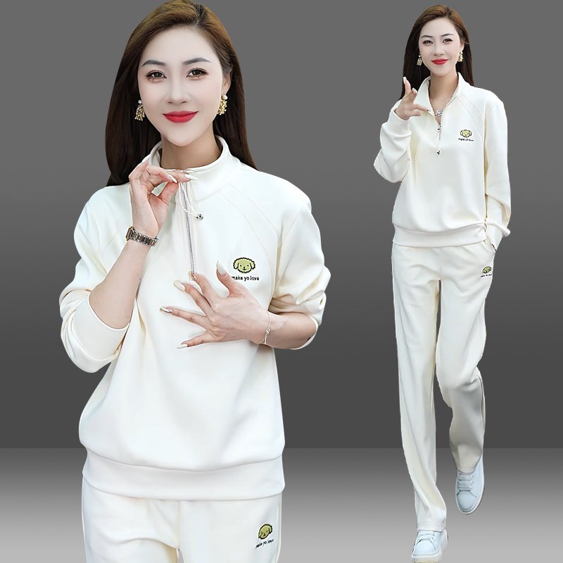 耐克顿运动休闲套装女春秋2025新款长袖卫衣时尚大码妈妈跑步服