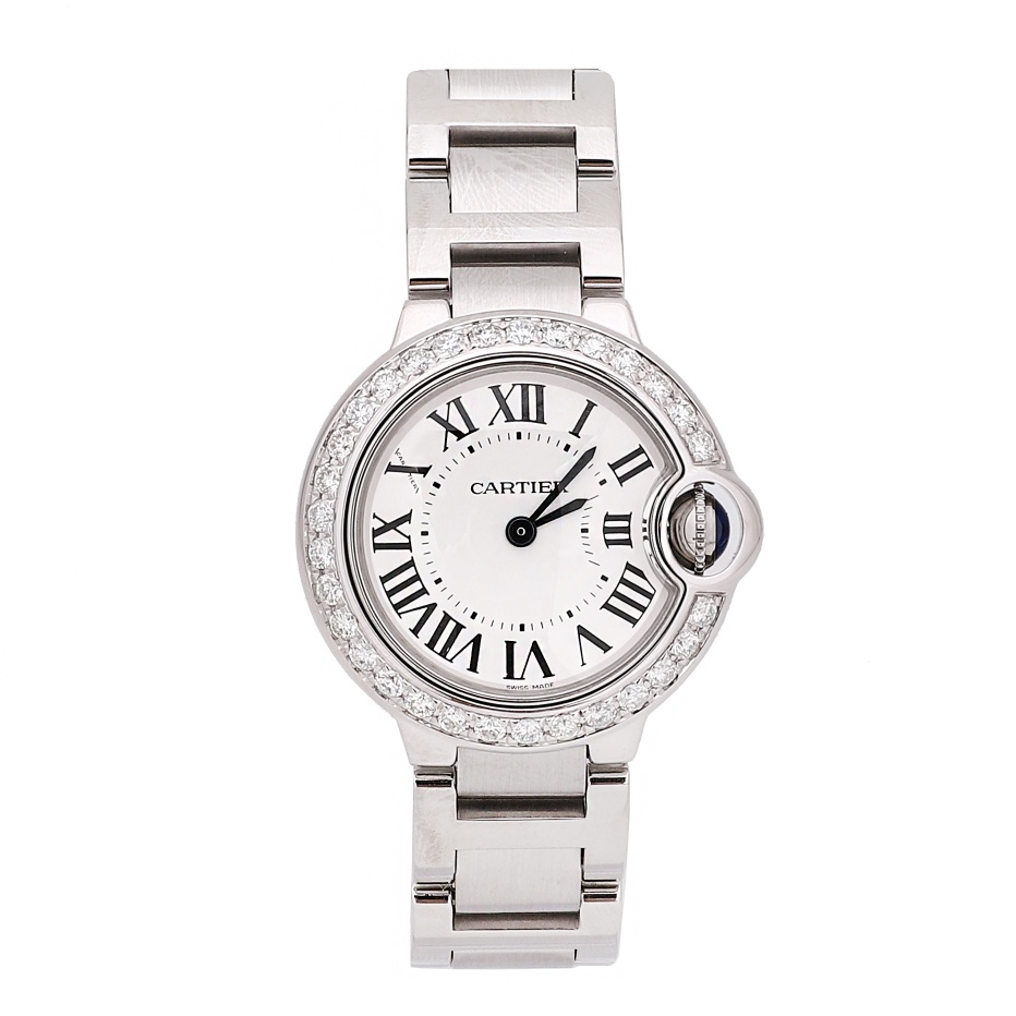 98新卡地亚蓝气球女表石英机芯白面后镶钻女表w69010z4