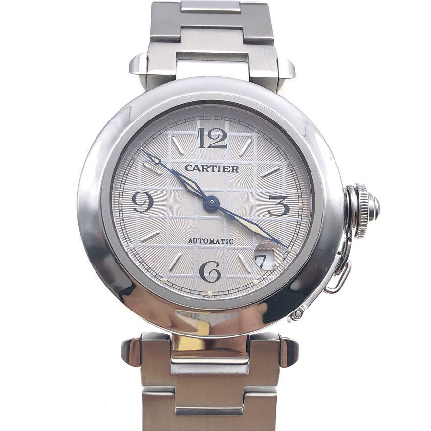 95新卡地亚帕莎系列全钢日历白面自动机械男表w31023m7