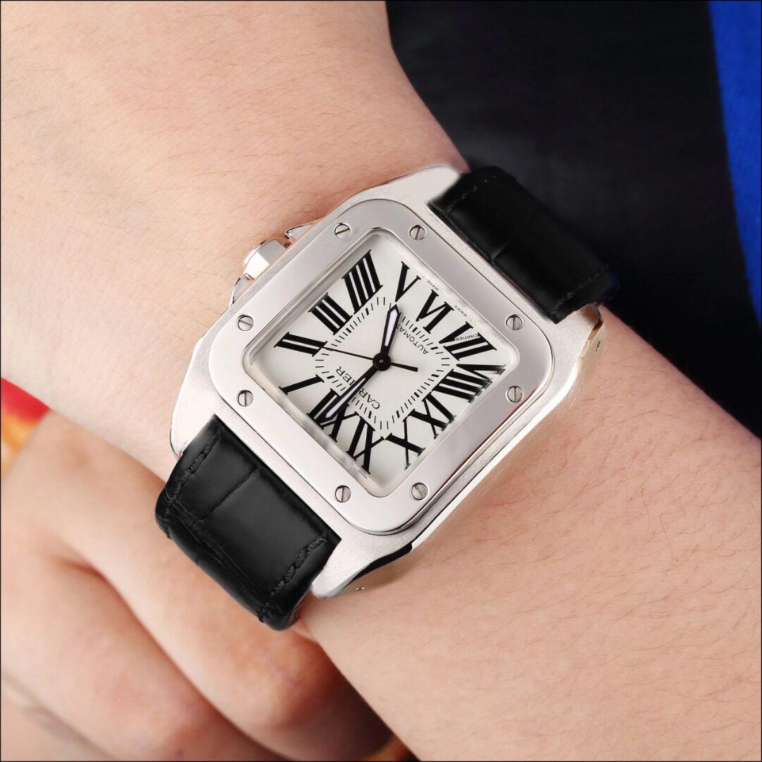 8新]卡地亚山度士系列精钢自动机械女表w20126x8