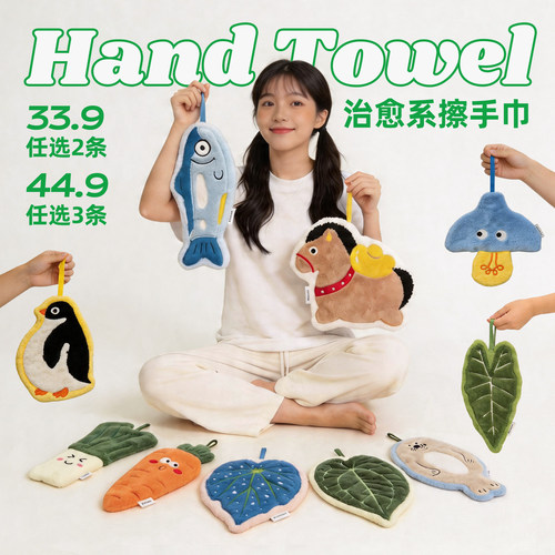 【44.9任选三条】暖藻加厚擦手巾