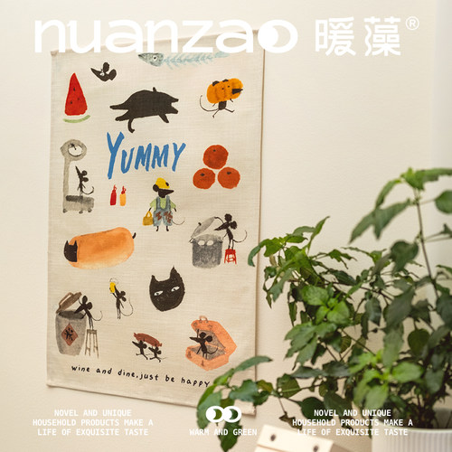 张乐陆联名款 客厅墙壁装饰棉麻挂布
