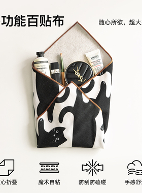 暖藻 原创卡通可爱p人化妆包便携式单反微单相机魔术贴百贴布镜头防刮痕保护袋适用徕卡索尼佳能iPad平板收纳