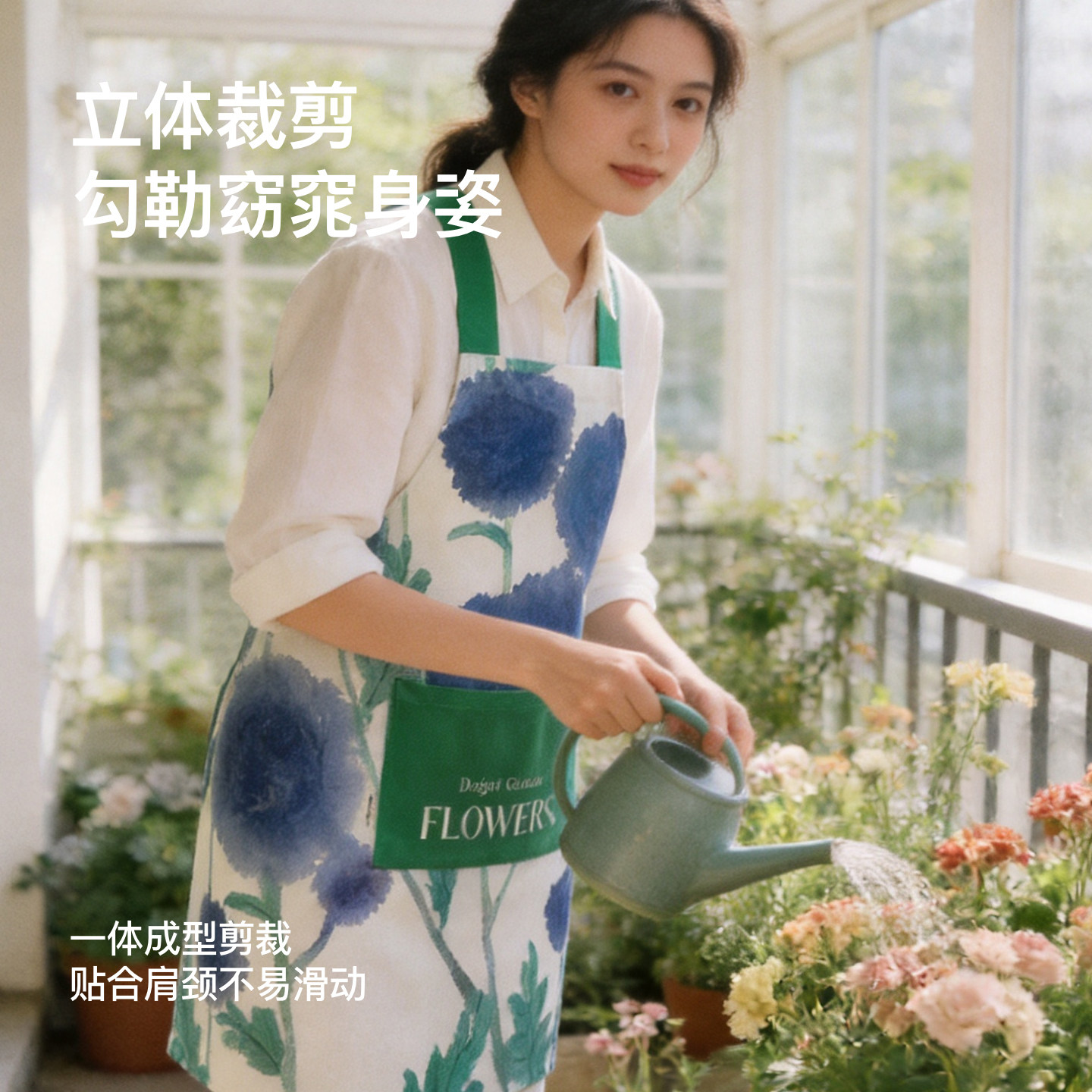 暖藻&李知弥 艺术家联名系列防水防油防污交叉肩带立体剪裁式围裙