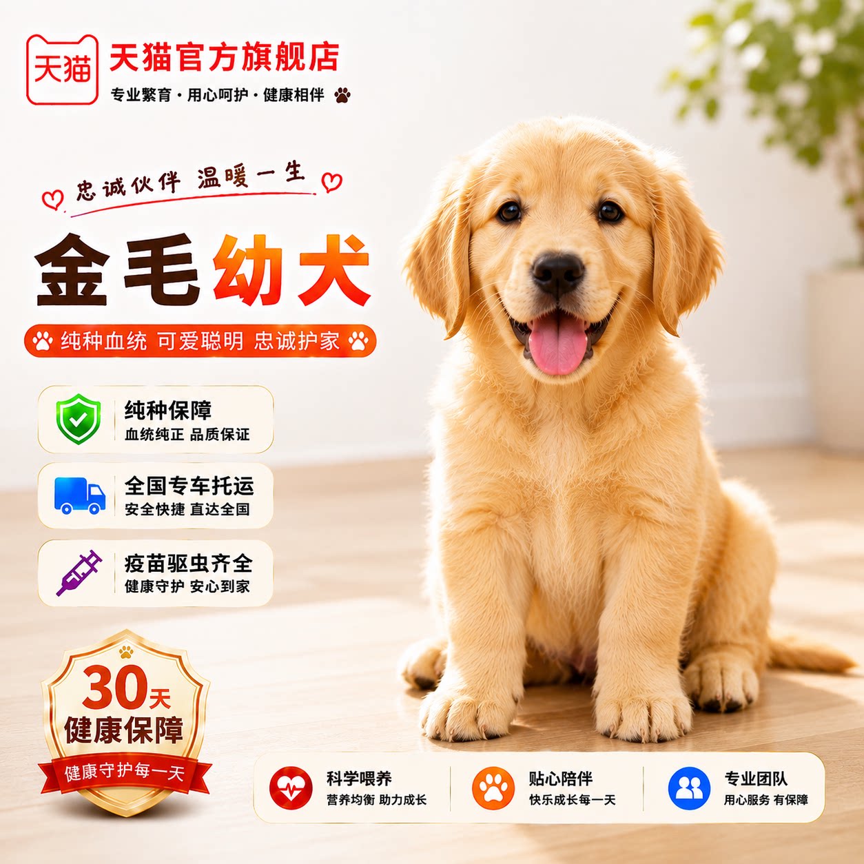 纯种金毛幼犬活物小猎犬便宜护主