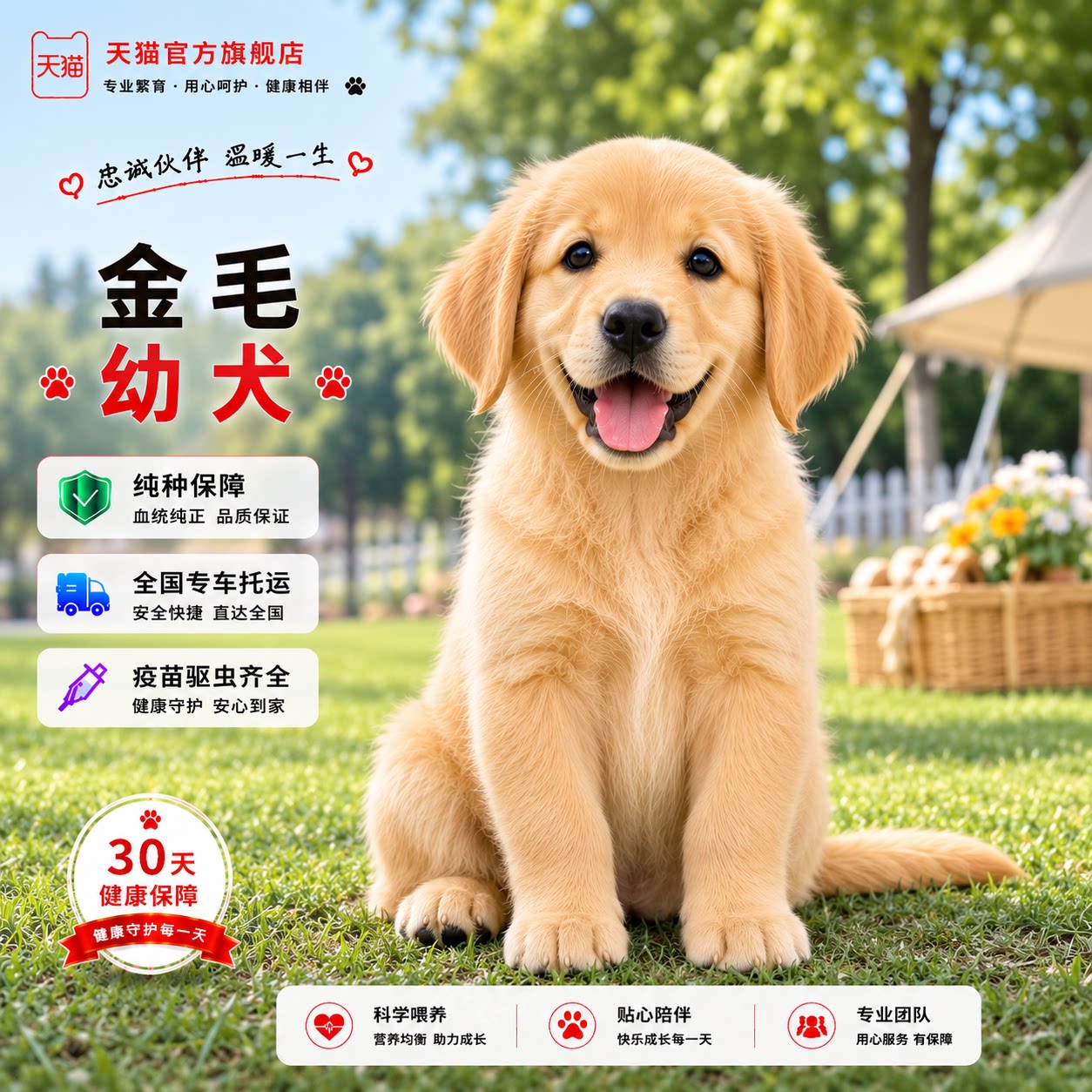 纯种金毛幼犬猎犬健康活物可爱枫叶红导盲犬听话小便宜犬护院超萌