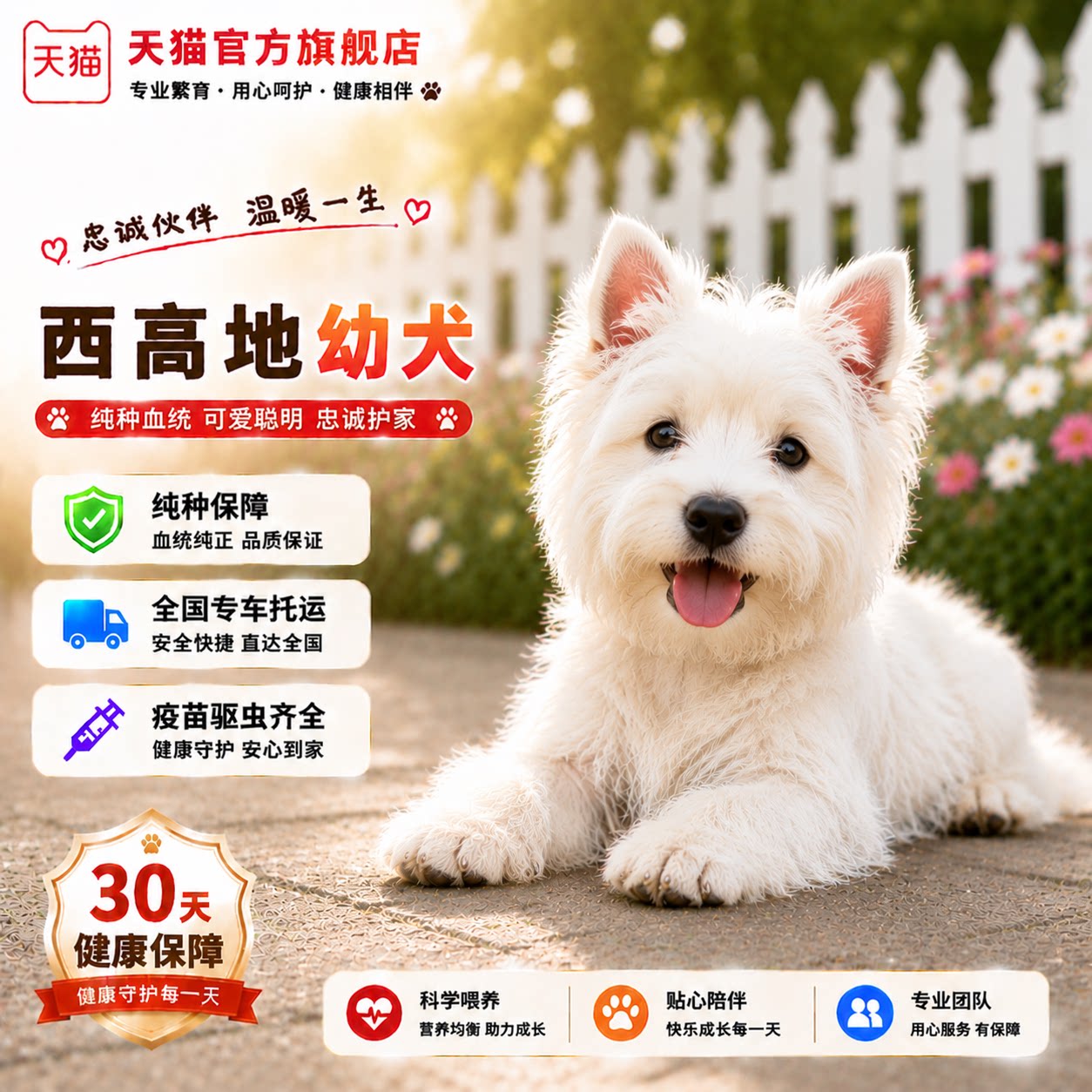 西高地家养不掉毛宠物狗西高地犬