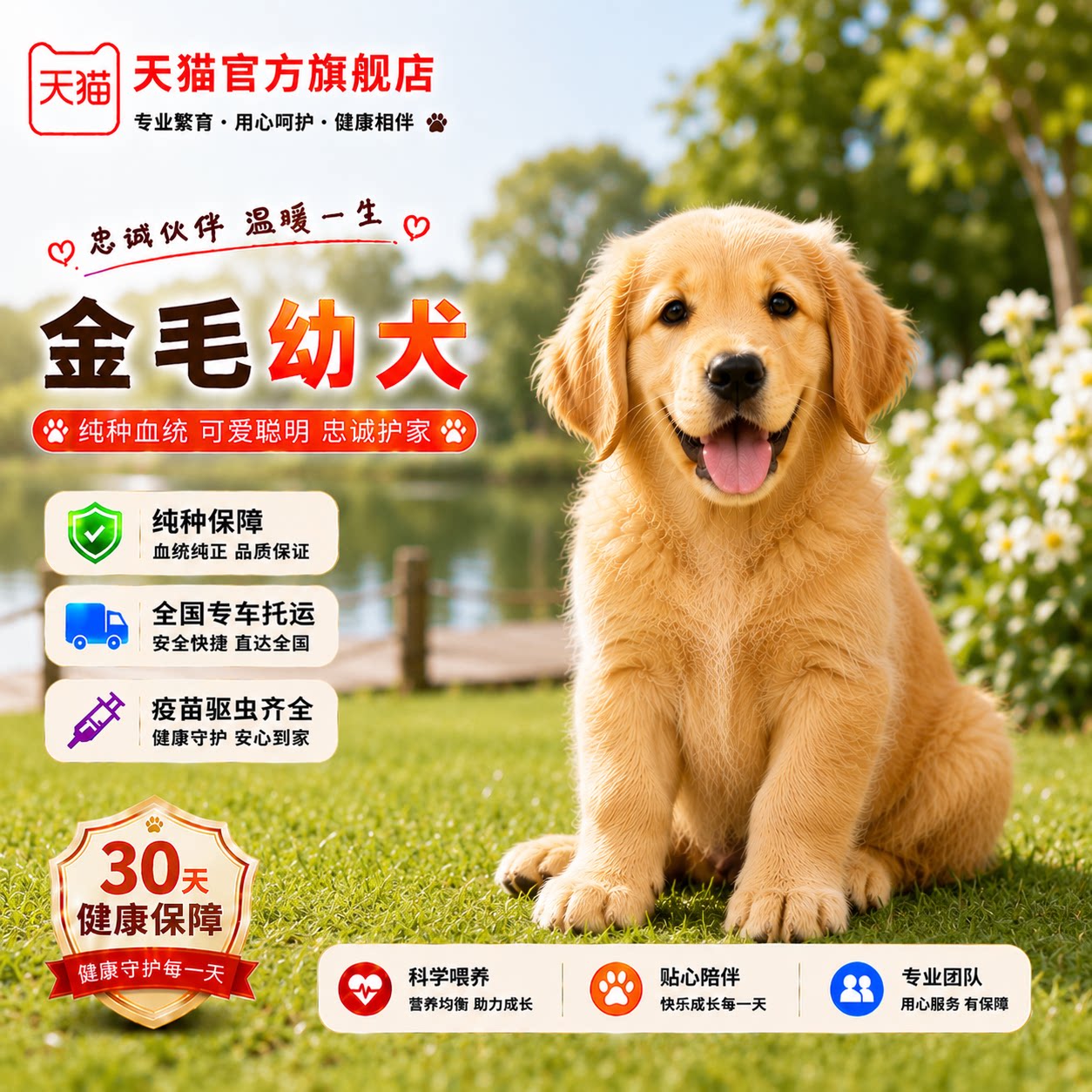 纯种金毛幼犬聪明看家温顺猎犬