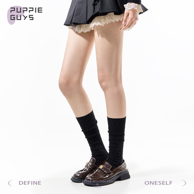 芭蕾风设计感黑色点子纱小腿袜子