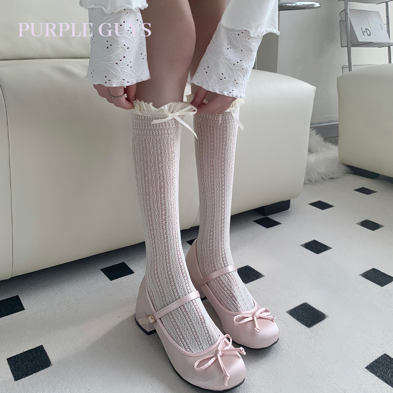 芭蕾风花边袜子女夏季