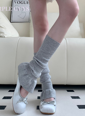 purpleguys花边灰色堆堆袜套夏季薄款芭蕾风喇叭jk小腿套长袜子女