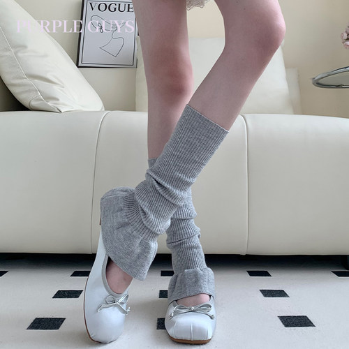 花边灰色堆堆袜套春夏季薄款