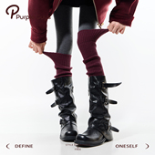 purpleguys红色袜套女2025新款 冬加厚堆堆袜配靴子过膝踩脚小腿套