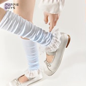 purpleguys薄款 蕾丝花边腿套女夏芭蕾风miu系叠穿甜美jk堆堆袜套