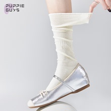purpleguys泡泡小腿堆堆袜子少女夏季薄款jk芭蕾风miu系白色棉袜