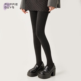 purpleguys深灰色连裤 薄绒压力加厚外穿不掉裆打底袜 袜子女秋冬季
