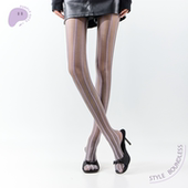 purpleguys灰紫色竖条爱心丝袜女芭蕾风春秋薄款 光腿神器打底丝袜