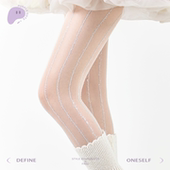 purpleguys闪光银丝竖条纹丝袜女秋高透超薄防勾丝纯欲美肤连裤 袜