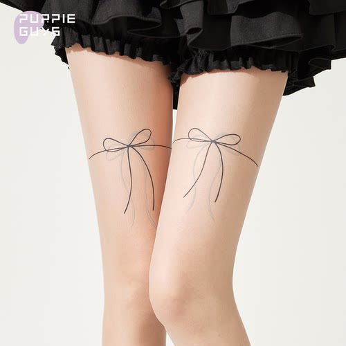 双影蝴蝶结薄款防勾丝透肤连裤袜