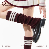 purpleguys红色袜套2025新款 冬女加厚针织保暖复古风堆堆小腿套