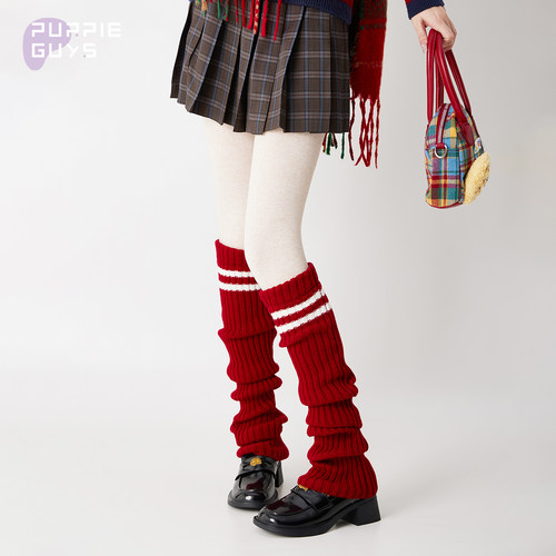 红色新年堆堆小腿袜套