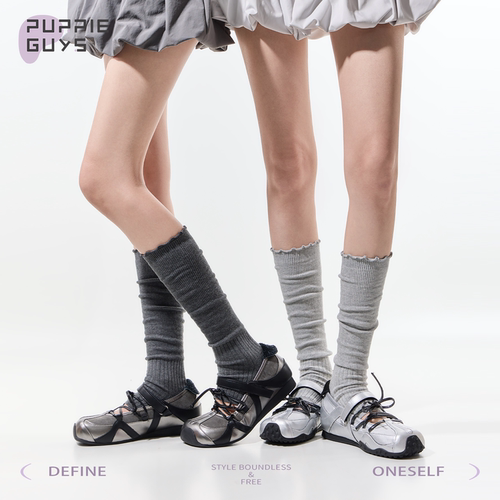 格雷系卷边踩脚堆堆小腿袜套轻亚