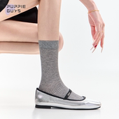 purpleguys中筒袜子纯色少女夏季 薄款 透气显瘦芭蕾风jk小腿堆堆袜