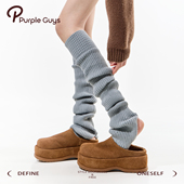 purpleguys灰色袜套女冬季 保暖加厚雪地靴堆堆袜长筒踩脚小腿套