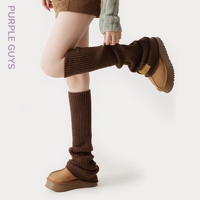 长筒袜咖色堆堆袜腿套加厚
