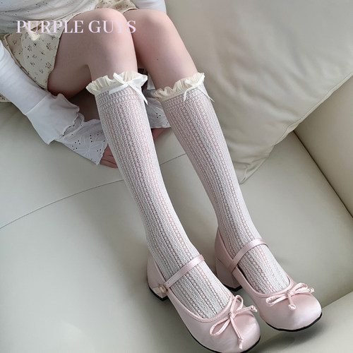 PURPLEGUYS芭蕾风蝴蝶结堆堆袜