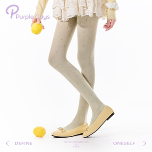 田园碎花打底袜 防勾丝微透法式 purpleguys纯棉连裤 袜少女春夏薄款