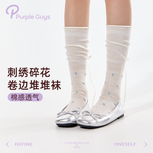 轻薄透气双螺口后绑带小腿袜