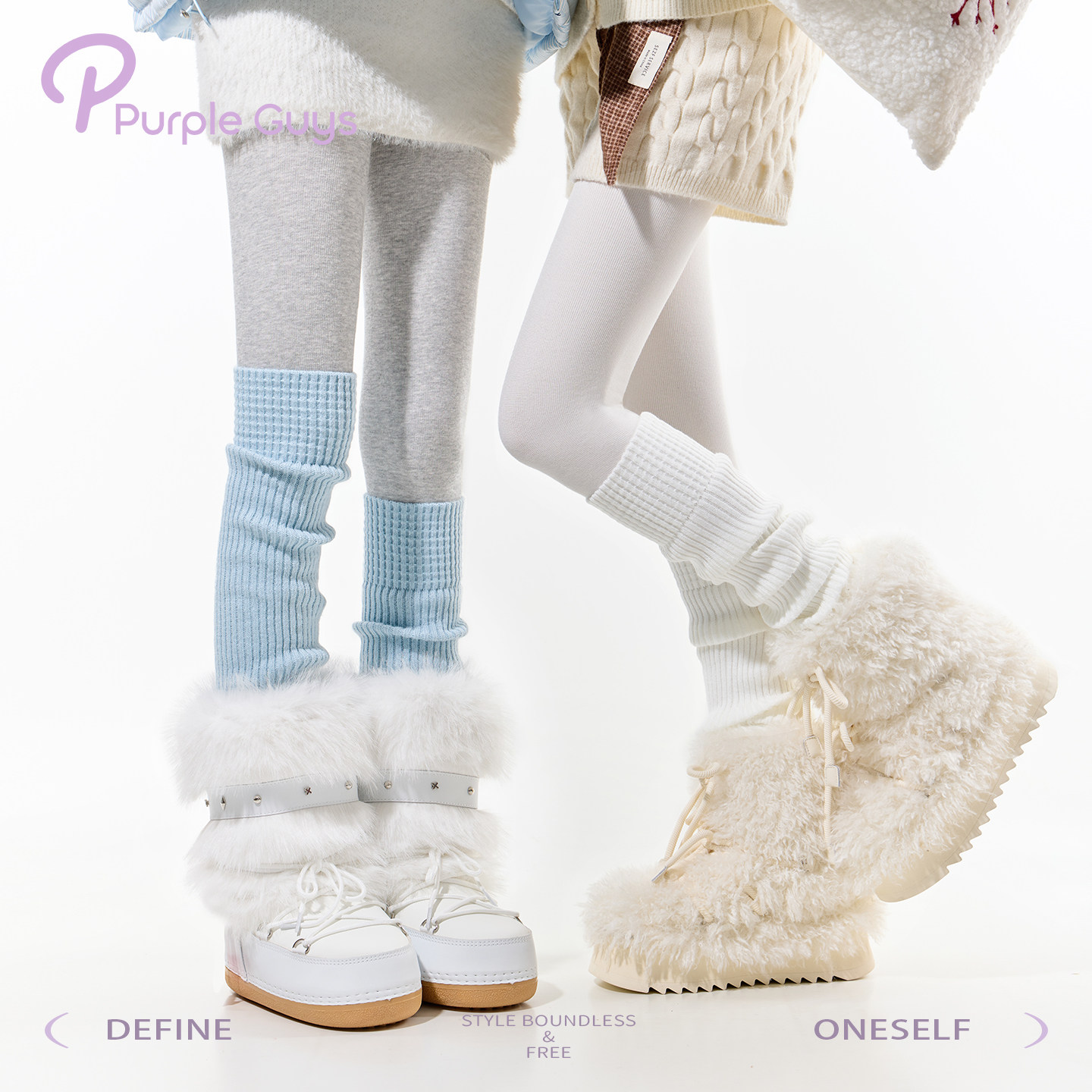 白女美学冬加厚保暖堆堆过膝腿套