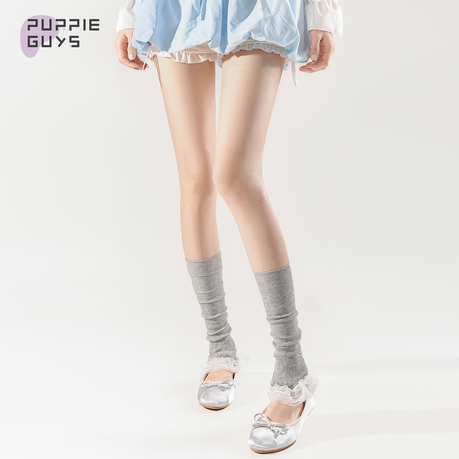 灰色蕾丝花边甜美jk堆堆袜套