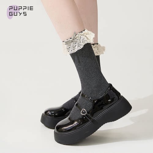 蝴蝶结蕾丝花边中筒袜子少女夏季