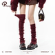 purpleguys红色过膝袜套堆堆袜女2025新款 冬学院风纽扣针织小腿套