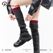 purpleguys灰色小腿套女2025新款 爆款 冬加厚针织复古撞色堆堆袜套