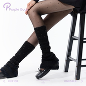 purpleguys甜酷风黑色细闪袜套女冬季 兔毛保暖防滑微喇堆堆腿套