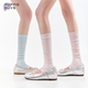 purpleguys夏日氧气感蓝色薄款 踩脚腿套女显瘦卷边堆堆小腿袜套