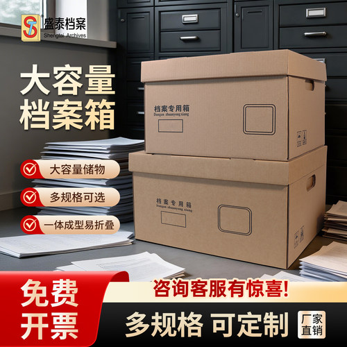 牛皮纸档案箱文件箱瓦楞纸特大号