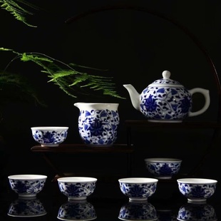 景德镇茶具套装青花瓷功夫茶具手工手绘高温釉下彩中式礼盒装瓷器