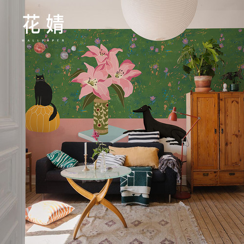 花婧墙纸上门施工定制壁画背景墙