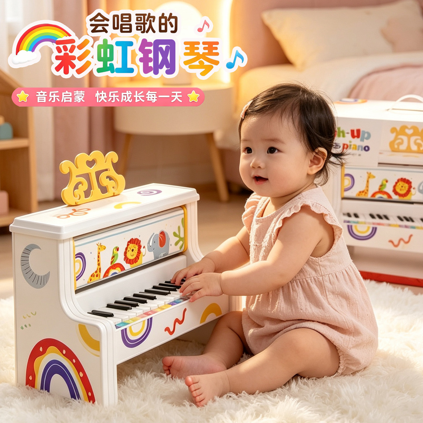 6个月以上婴幼儿童音乐玩具钢琴8蒙氏早教益智八音手敲琴宝宝乐器