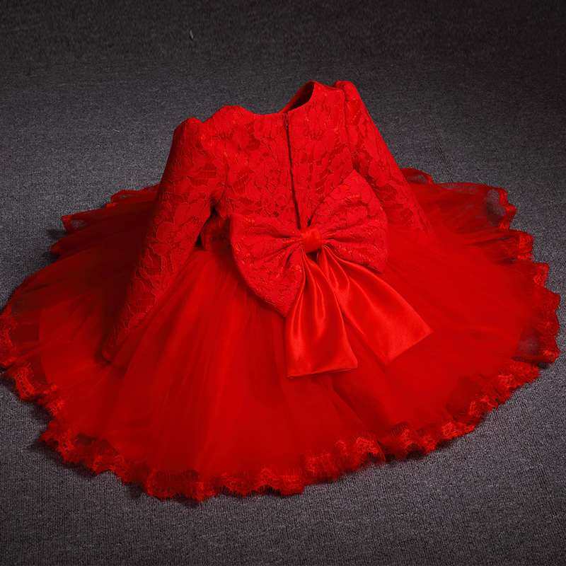 韩国红色公主连衣裙子儿童女宝宝春秋新款洋气演出主持人高级礼服
