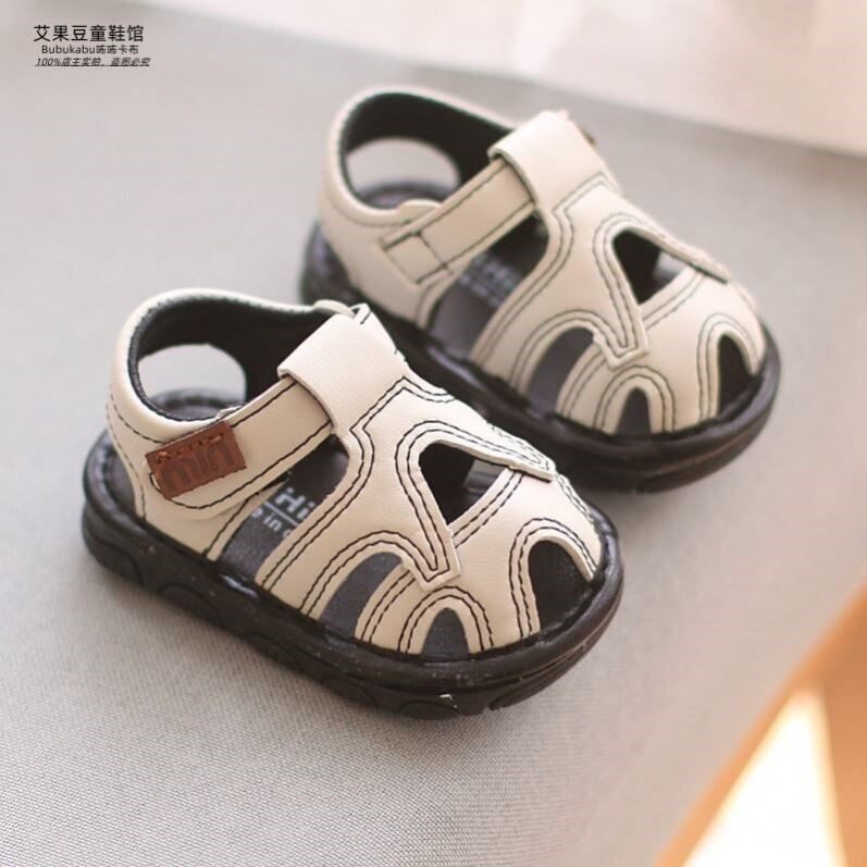 男童包头凉鞋夏季新款女宝宝软底学步0一1-3岁儿童鞋子透气叫叫鞋