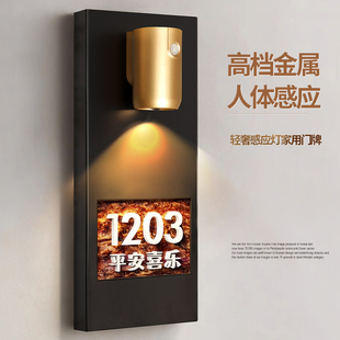 不锈钢门牌号高级感轻奢创意入户装饰有趣的门牌号码牌家用定制别墅住宅大门挂件高颜值个性温馨带感应灯房号