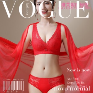 维艾妮的秘密无钢圈红色本命年文胸聚拢性感收副乳内衣女套装胸罩