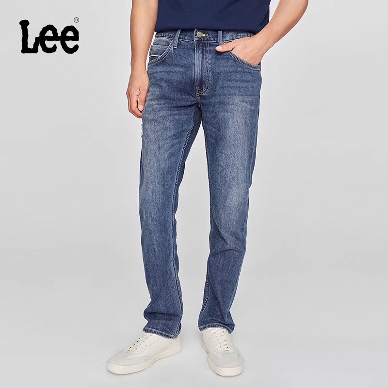 Lee商场同款25早春新品726标准中腰直筒中蓝色男牛仔裤潮流A04660
