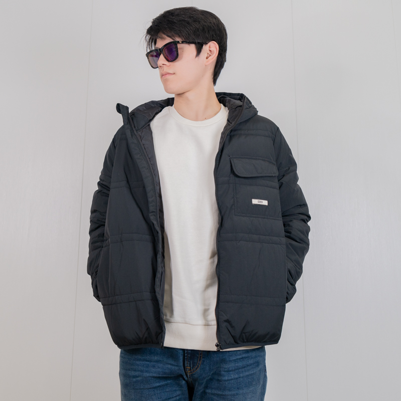 Lee男士灰鸭绒羽绒服连帽