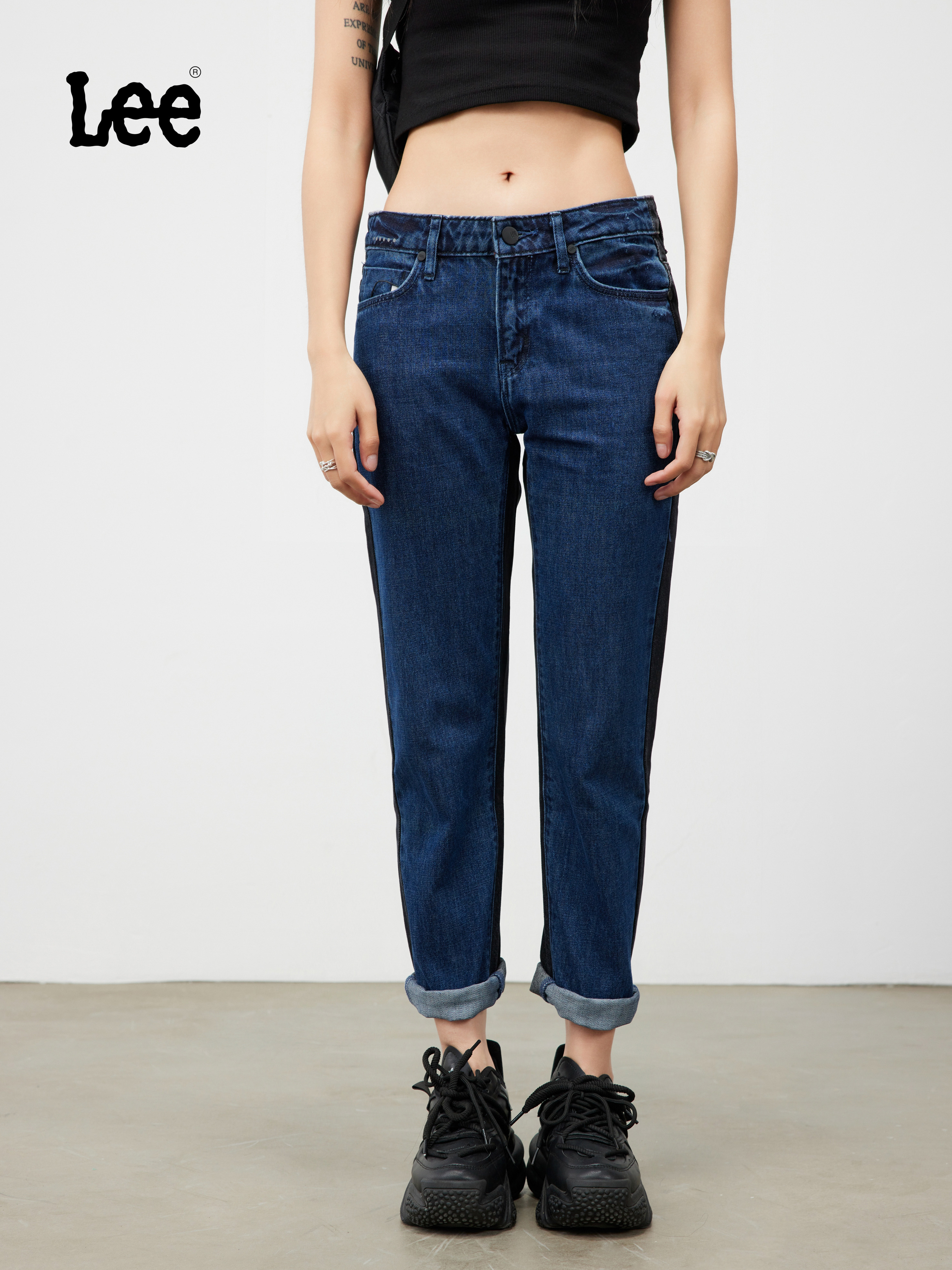 Lee标准小直脚长裤拼色中腰